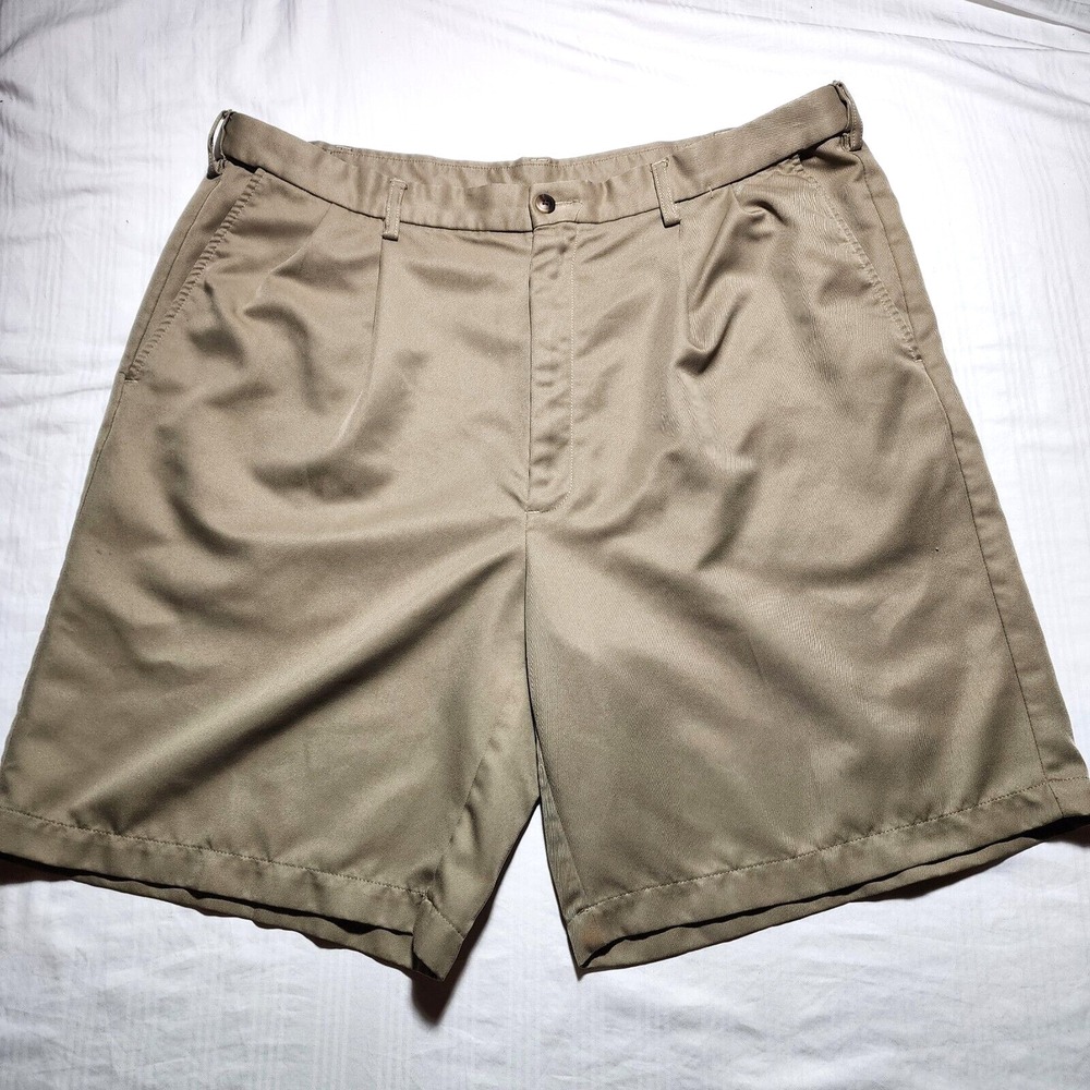 Haggar Shorts Mens Size 40 Khaki Brown Button Zip Chino Belt Loops Pockets
